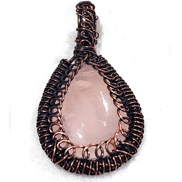 Jewelry - ROSE QUARTZ Copper Wrapped Gemstone Pendant